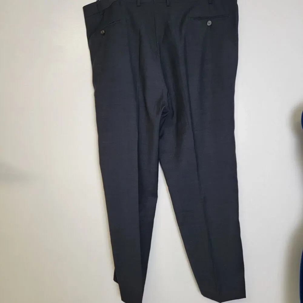 Lauren Ralph Lauren Mens Blue Gray 2pc Wool 2-Button Pleated Pants Suit 48Lx43L